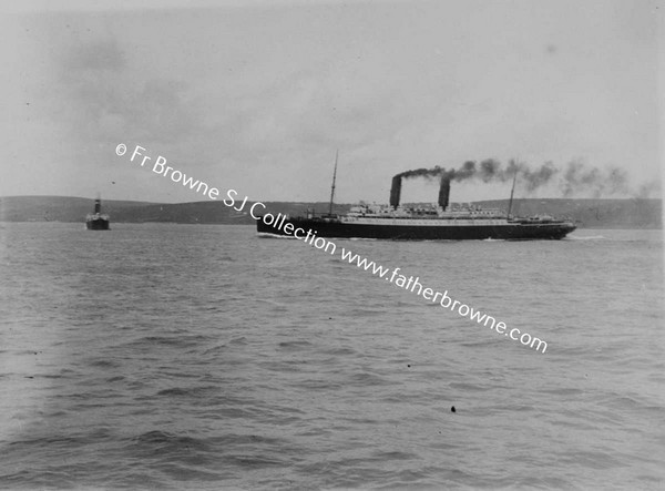 CUNARD SS FRANCONIA FULL SPEED AHEAD  AMERICAN LINE SS HAVERFORD IN BACKGROUND